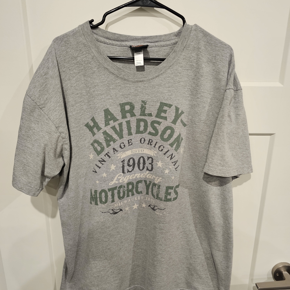Harley-Davidson Men's Gray Vintage Motorcycles Graphic Tee